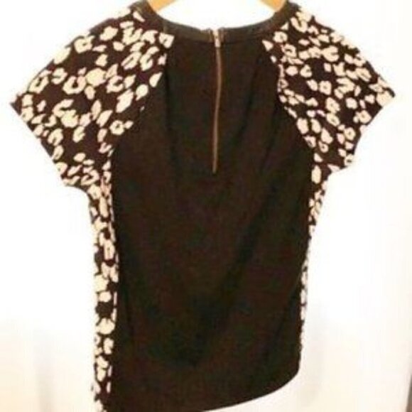 Banana republic top black cream jacquard animal print Small - Picture 2 of 8